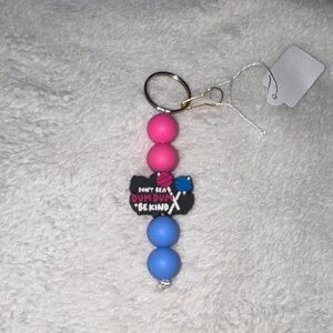 Pink and Blue Beaded Keychain